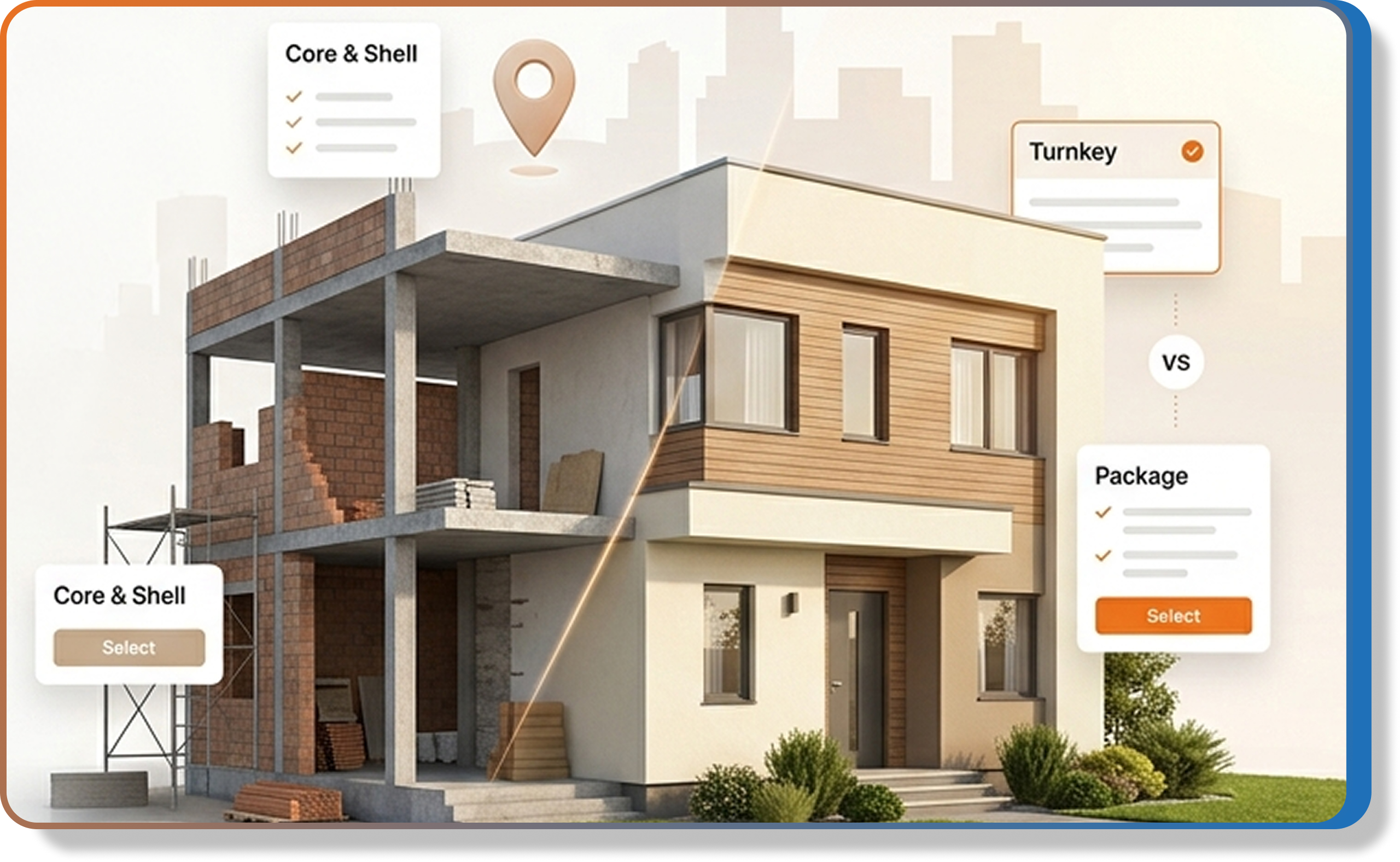 Compare Core and Shell with Turnkey construction packages